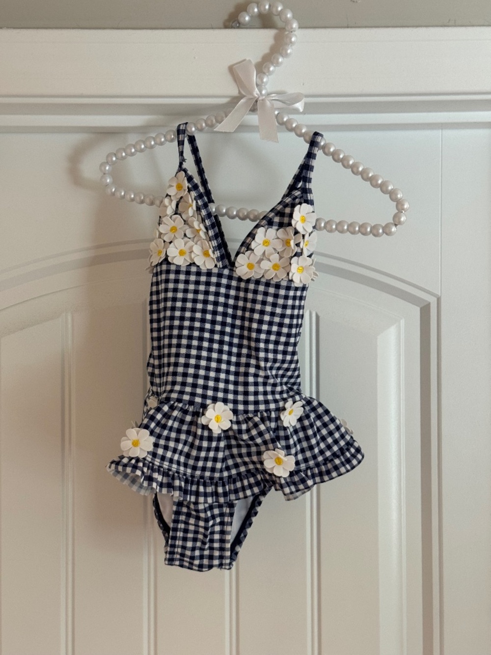Little Me Navy Gingham Daisy Baby 18 Month Swimsuit